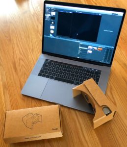 Dr. Cooner’s MacBook Pro and Google Cardboard VR Headset. 