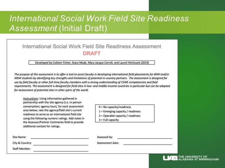 APM19 Building Capacity for International Field Placements A