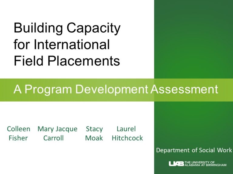 APM19 Building Capacity for International Field Placements A